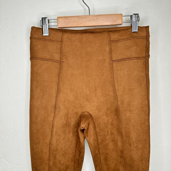 Spanx Faux Suede High Rise Tummy Shaping Rich Caramel Leggings Pant Small Petite - Picture 5 of 15